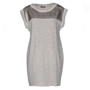 ITALIAN BRAND Sheer Jersey Distressed Gray Sleeveless Mini Dress/ Top SIZE M